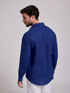 CAMISA LINHO AZUL MANGA COMPRIDA TAILORED FIT MARK BELLUCCI