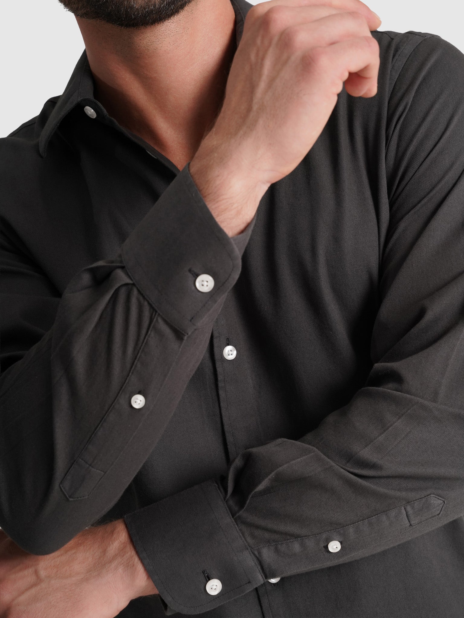 GRAY COTTON SHIRT LONG SLEEVE REGULAR FIT MARK BELLUCCI