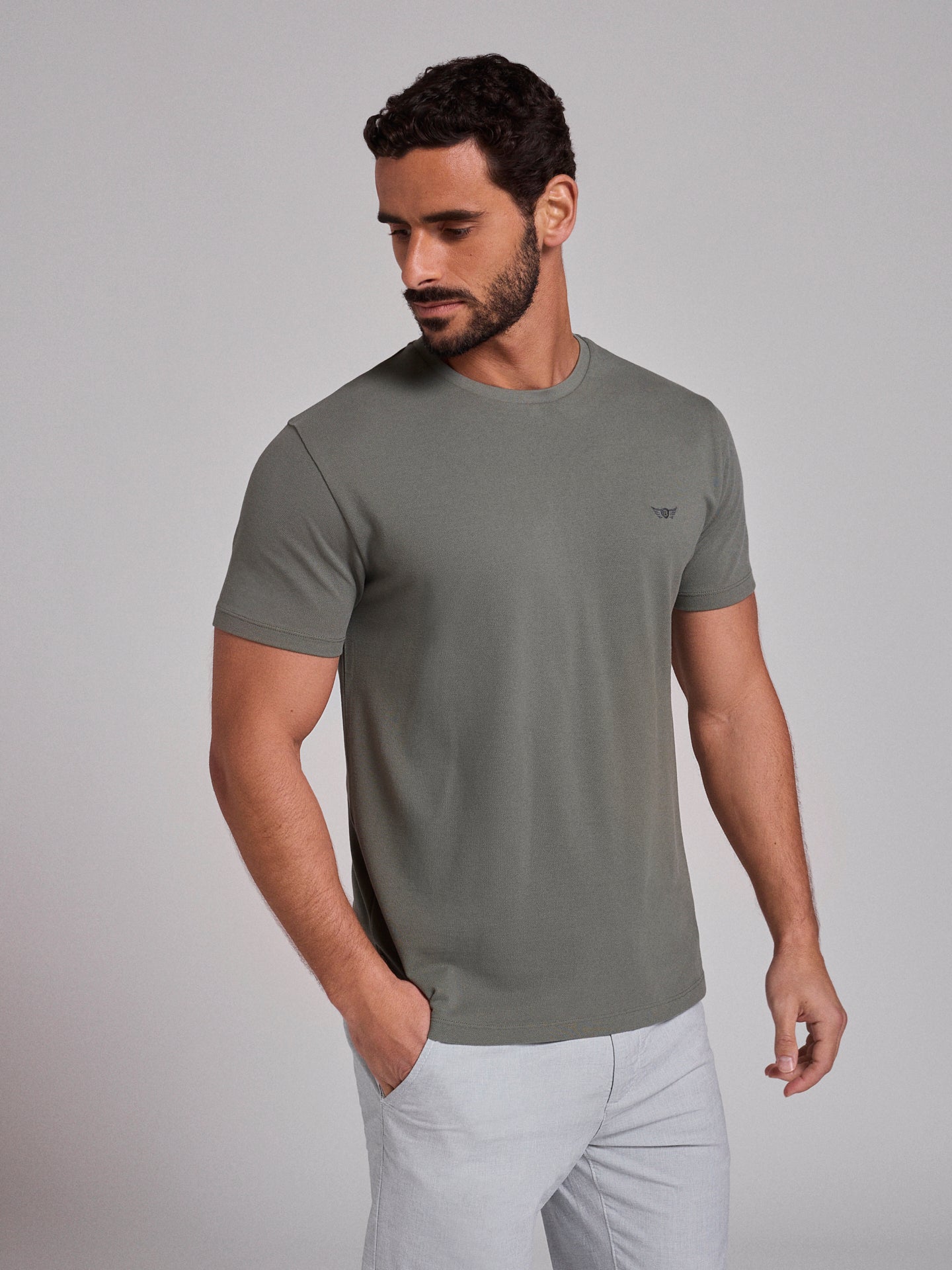 GREEN COTTON T-SHIRT SHORT SLEEVE REGULAR FIT MR. BLUE