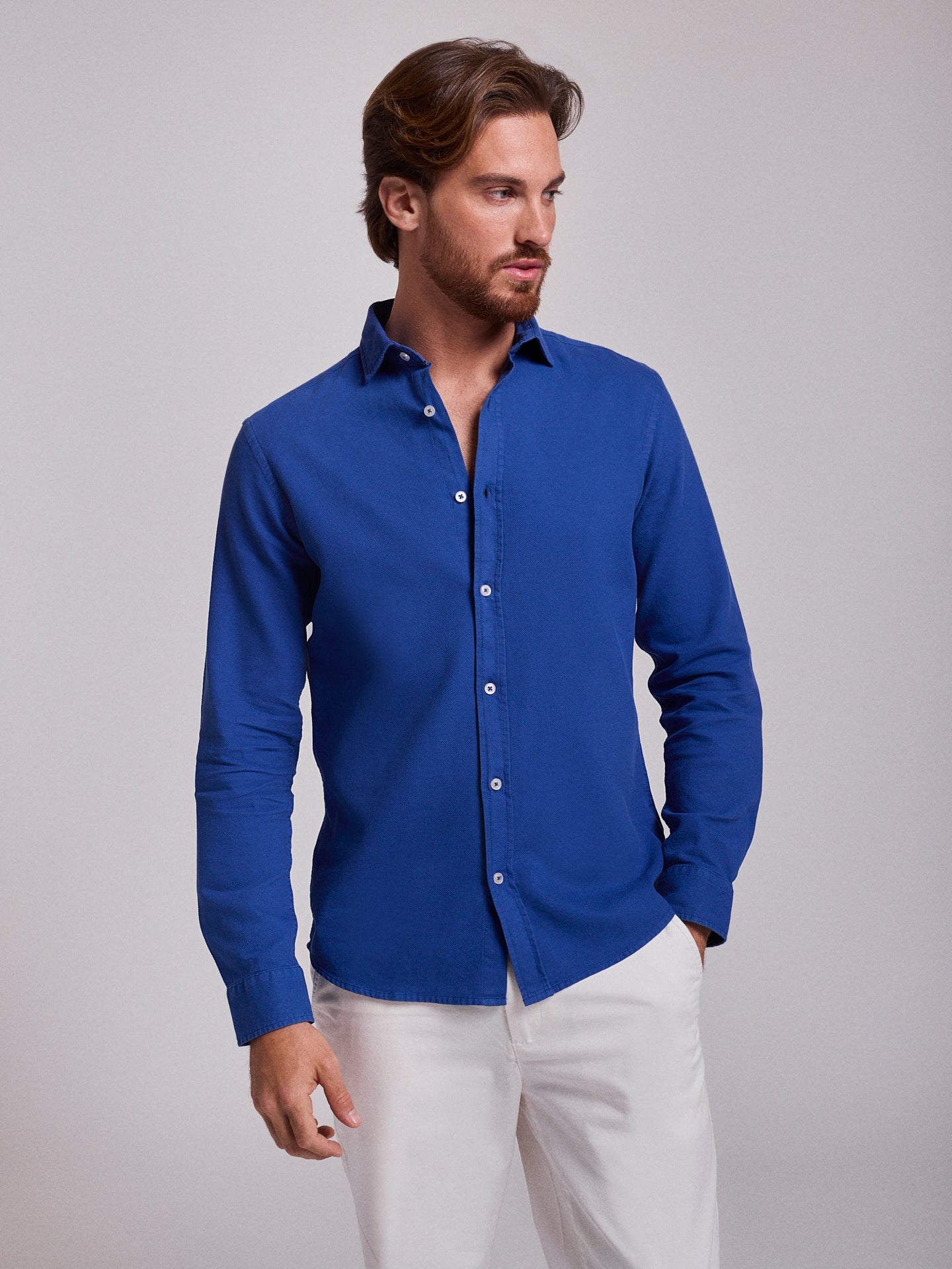 BLUE COTTON SHIRT LONG SLEEVE REGULAR FIT MR. BLUE