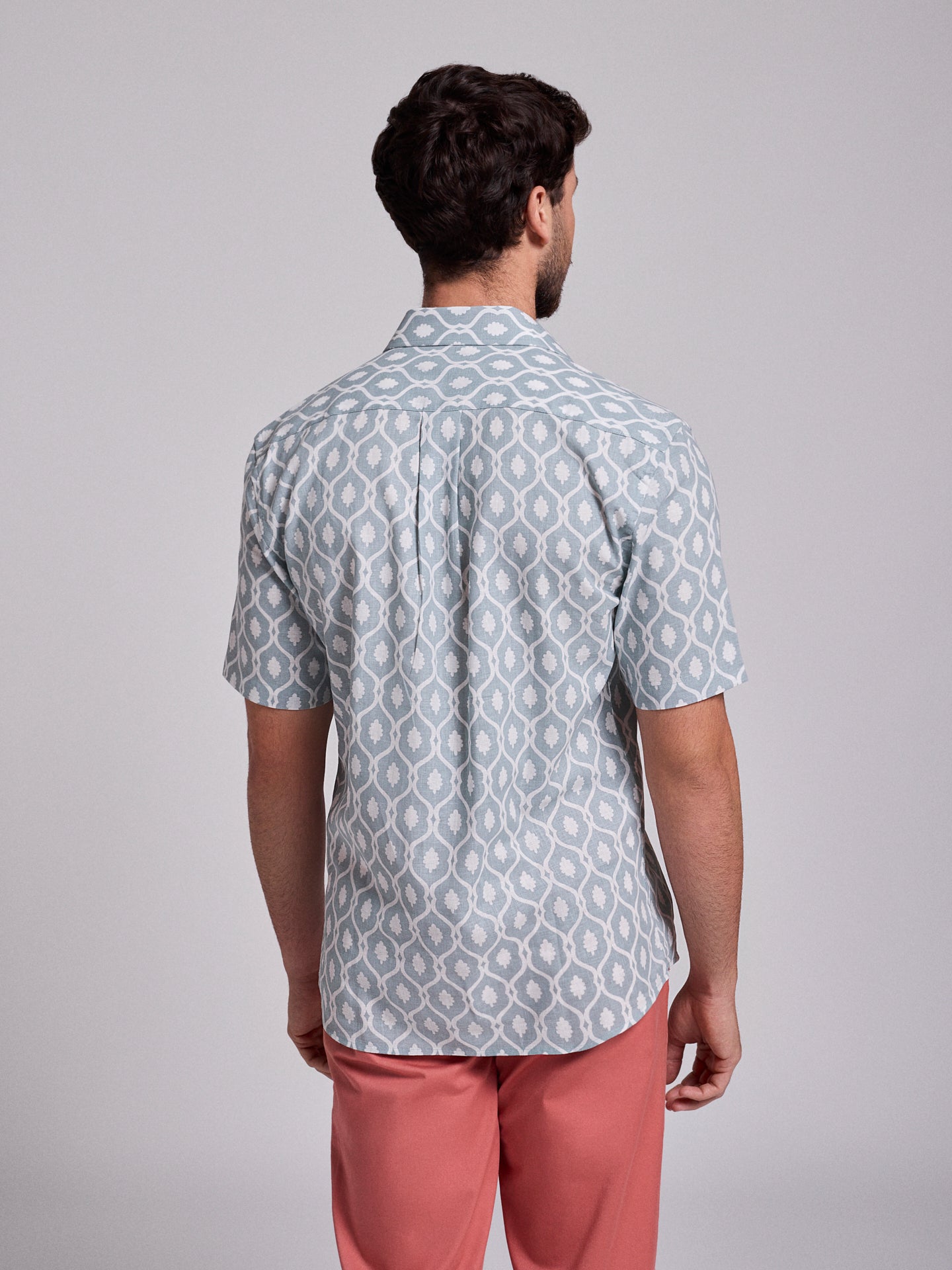 BLUE LINEN SHIRT SHORT SLEEVE REGULAR FIT MR. BLUE