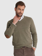 Pullover Lã Verde Com Cotoveleira Regular Fit Mr. Blue