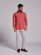 Camisa Algodão Rosa Manga Comprida Regular Fit Mr. Blue