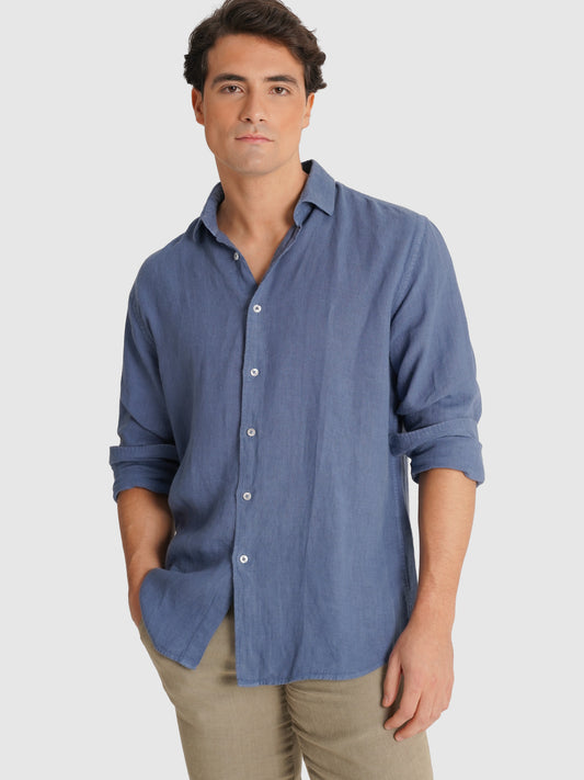 BLUE LONG SLEEVE REGULAR FIT SHIRT MARK BELLUCCI
