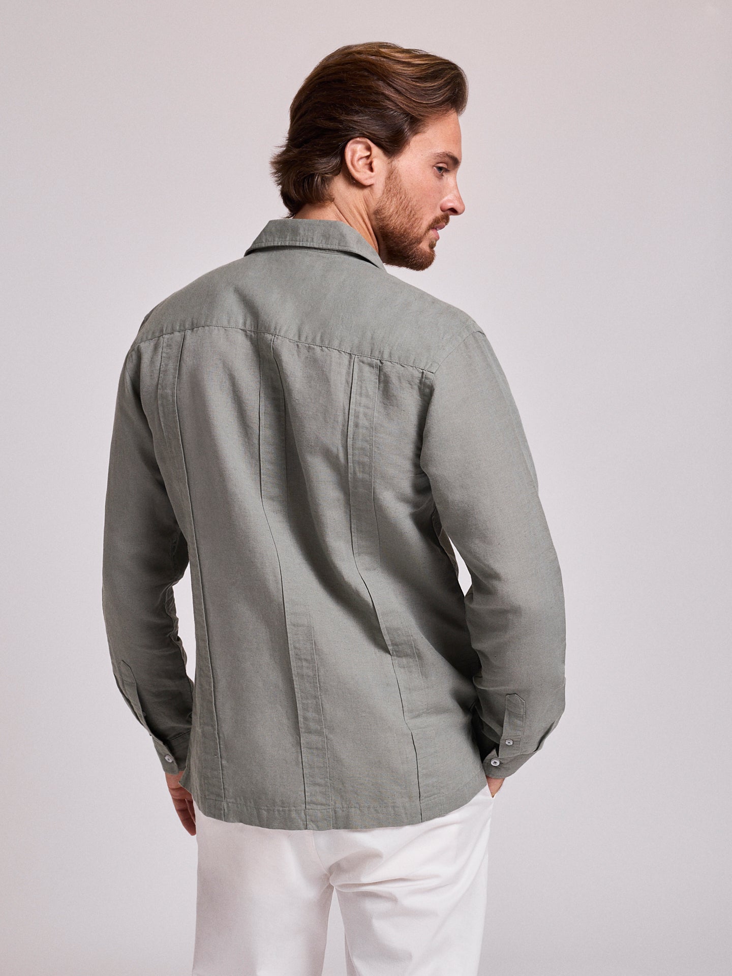 Camisa Linho Verde Manga Comprida Regular Fit Mr. Blue