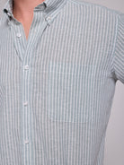 CAMISA LINHO VERDE MANGA CURTA REGULAR FIT MR. BLUE