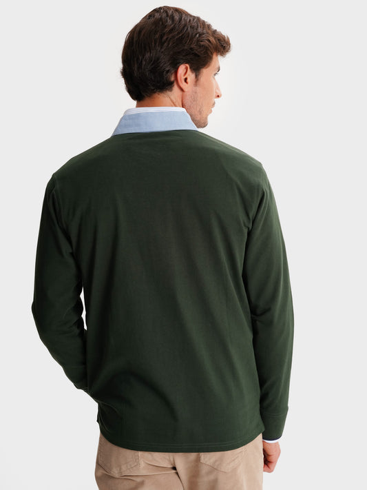 RUGBY GREEN COTTON LONG SLEEVE REGULAR FIT MR. BLUE