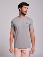 GRAY COTTON T-SHIRT SHORT SLEEVES REGULAR FIT MR. BLUE