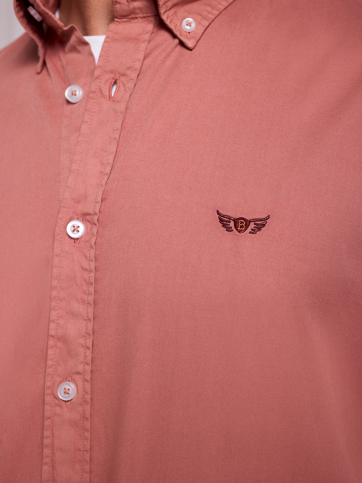 Camisa Algodão Vermelha Manga Comprida Regular Fit Mr. Blue