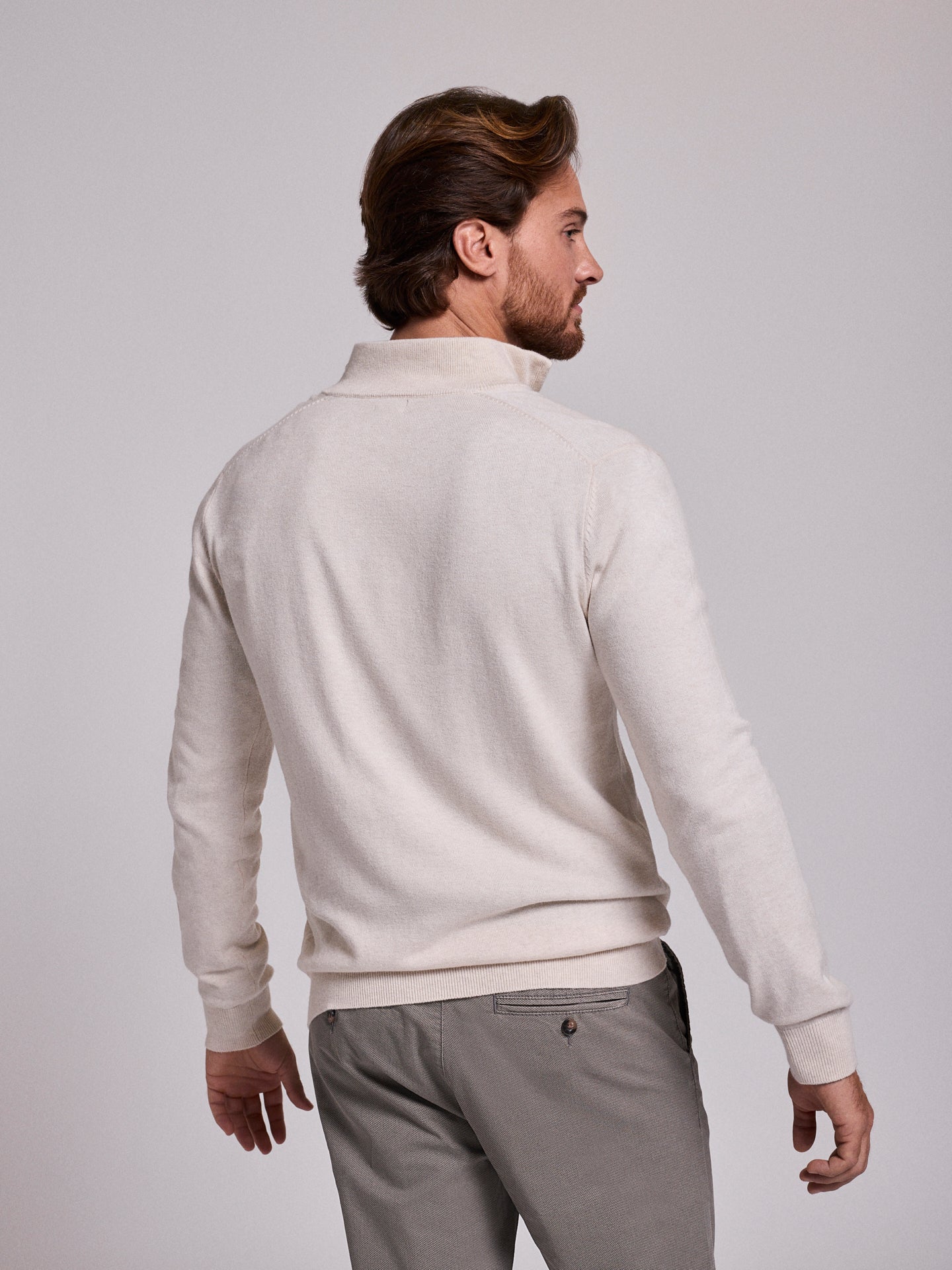 Pullover Algodão Bege Manga Comprida Regular Fit Mr. Blue