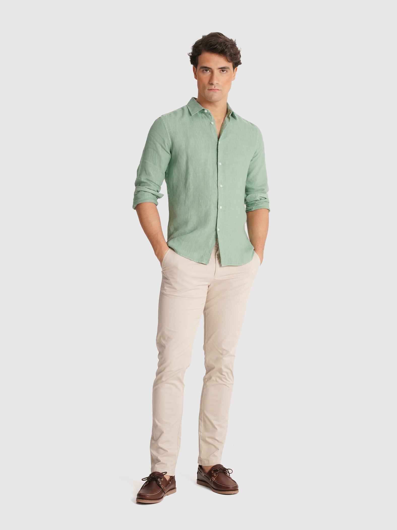 CAMISA VERDE MANGA COMPRIDA TAILORED FIT MARK BELLUCCI