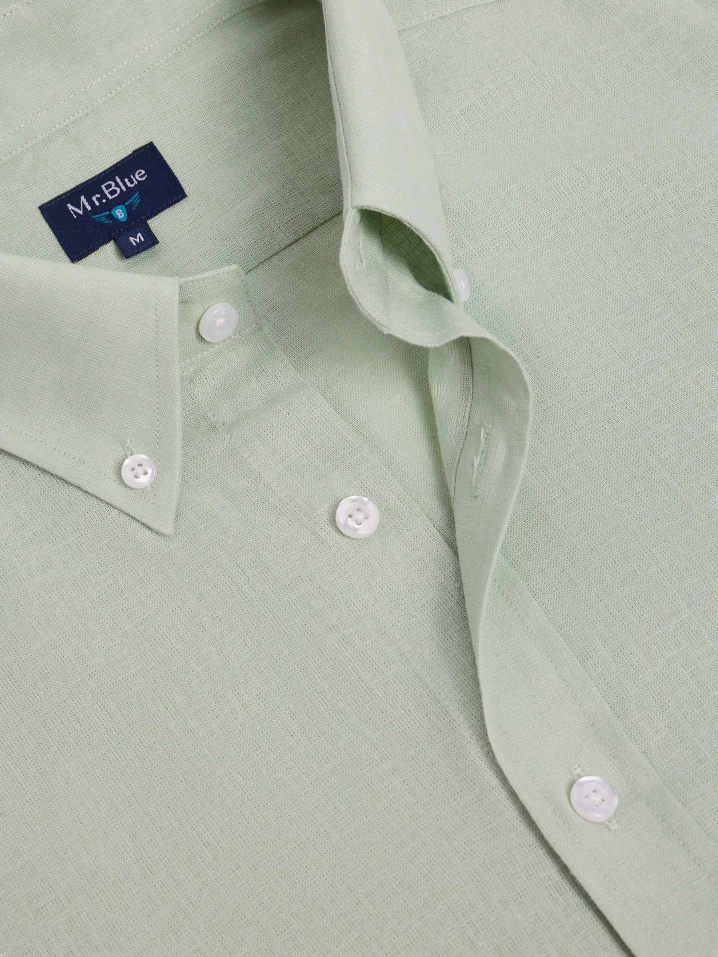 Camisa Linho Verde Manga Comprida Regular Fit Mr. Blue