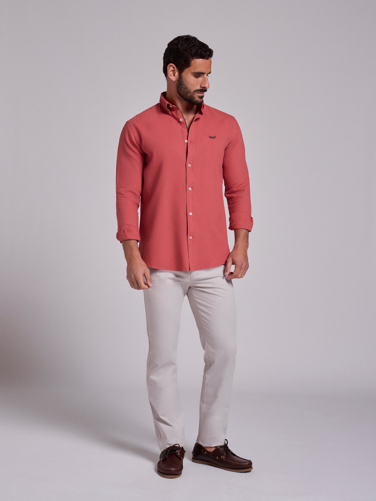 CAMISA ALGODÃO ROSA MANGA COMPRIDA REGULAR FIT MR. BLUE