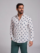 Camisa Linho Azul Manga Comprida Regular Fit Mr. Blue