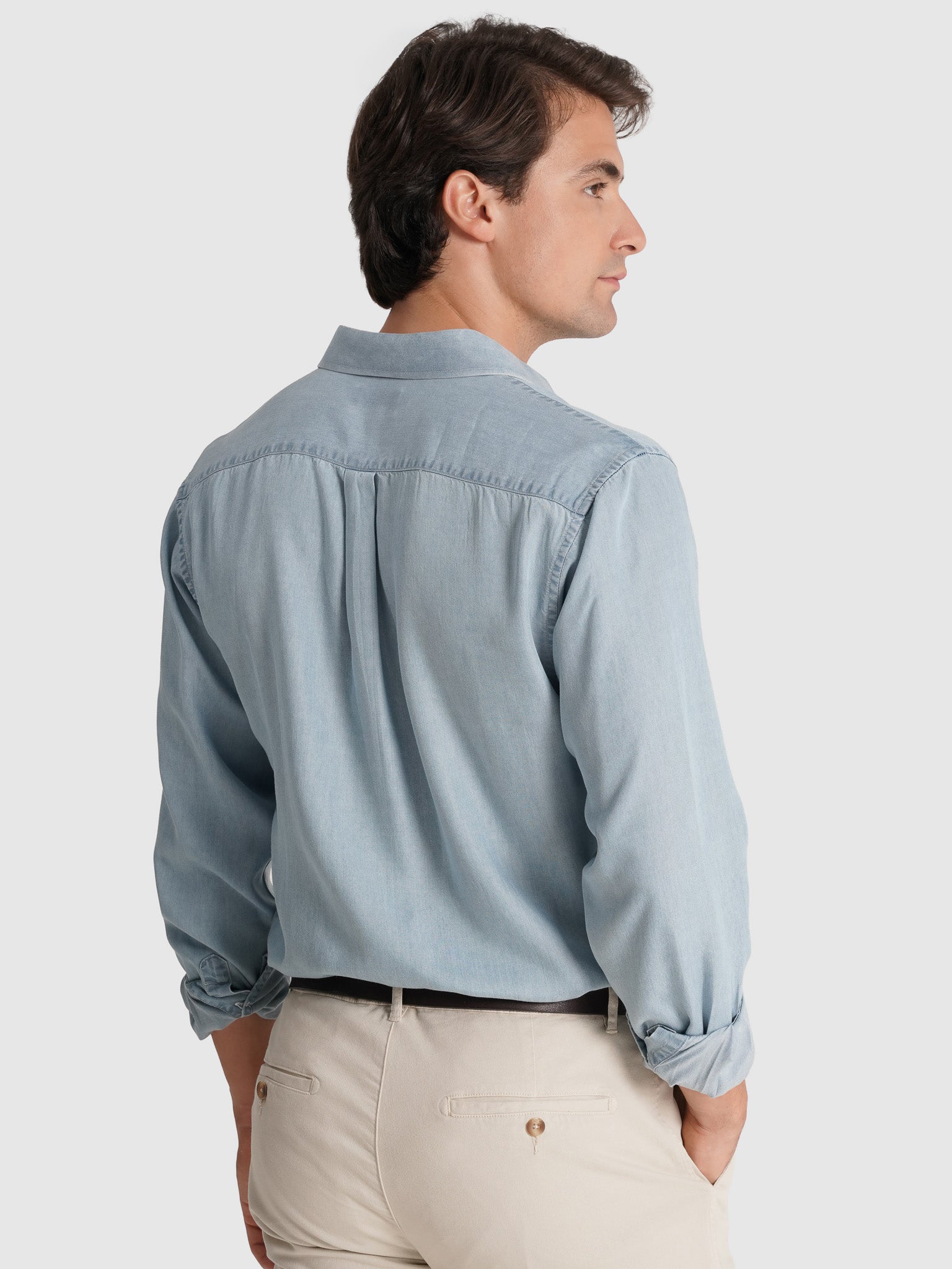 CAMISA DE ALGODÓN AZUL MANGA LARGA SASTRERÍA MARK BELLUCCI