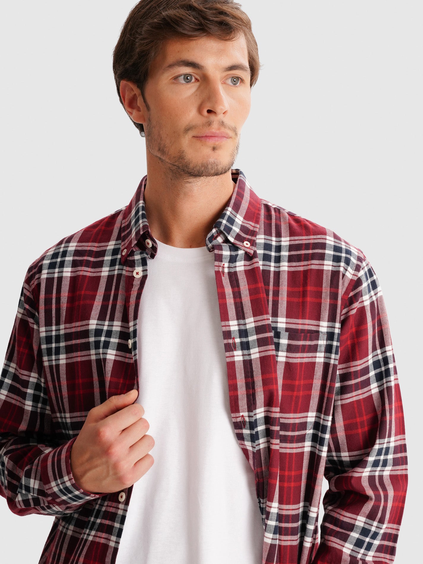 RED REGULAR FLANNEL FLANNEL SHIRT REGULAR FIT MR. BLUE