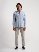 Camisa Linho Azul Manga Comprida Regular Fit Mr. Blue