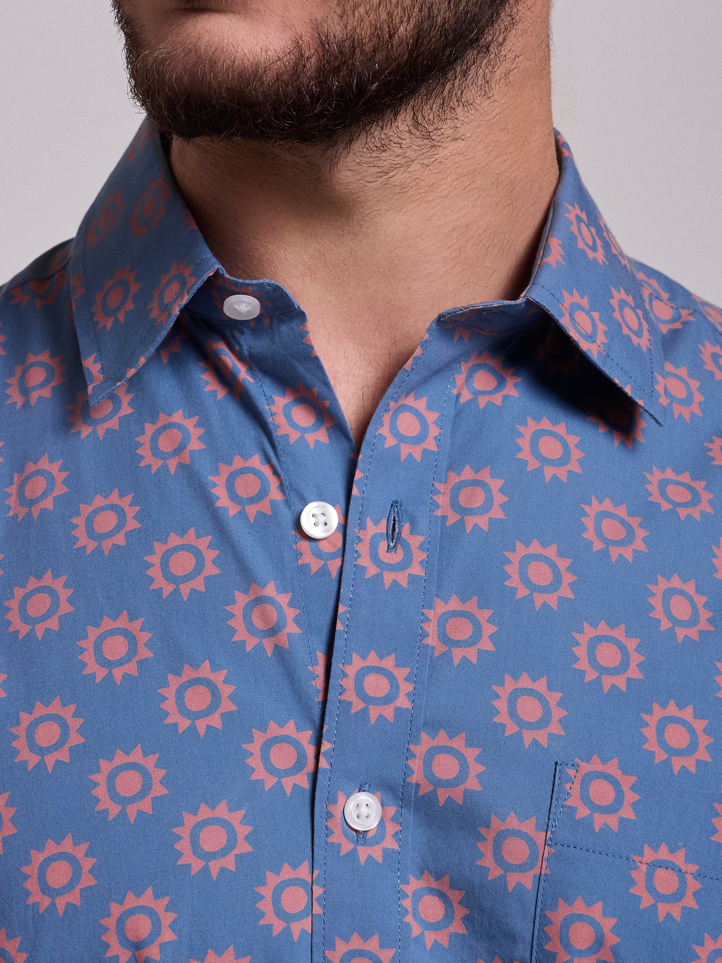 BLUE COTTON SHIRT SHORT SLEEVE REGULAR FIT MR. BLUE