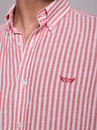 CAMISA LINHO VERMELHA MANGA COMPRIDA REGULAR FIT MR. BLUE