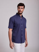 BLUE COTTON SHIRT SHORT SLEEVE REGULAR FIT MR. BLUE