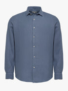 Camisa Tailored Fit Linho Azul Mr. Blue