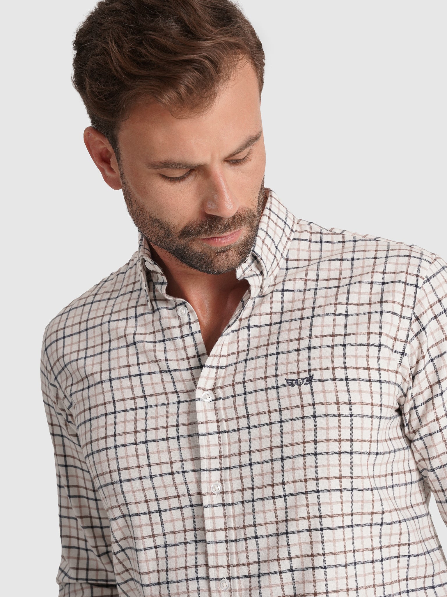 Camisa Flanela Castanha Manga Comprida Regular Fit Mr. Blue