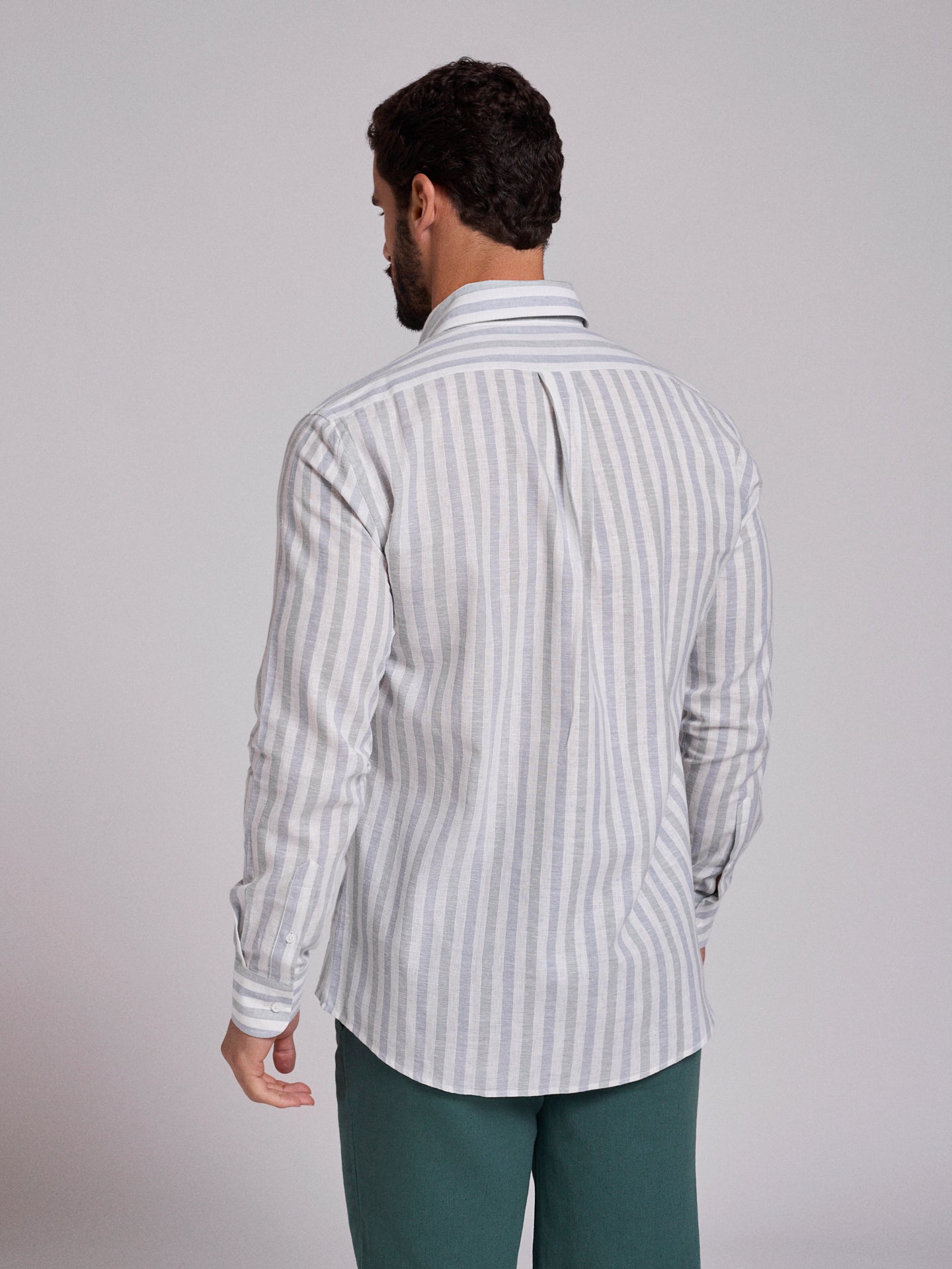 Camisa Linho Verde Manga Comprida Regular Fit Mr. Blue