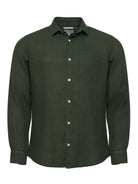 Camisa Linho Verde Manga Comprida Tailored Fit Mr. Blue