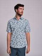 GREEN COTTON SHIRT SHORT SLEEVE REGULAR FIT MR. BLUE