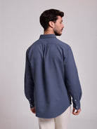 Camisa Algodão Azul Manga Comprida Regular Fit Mr. Blue