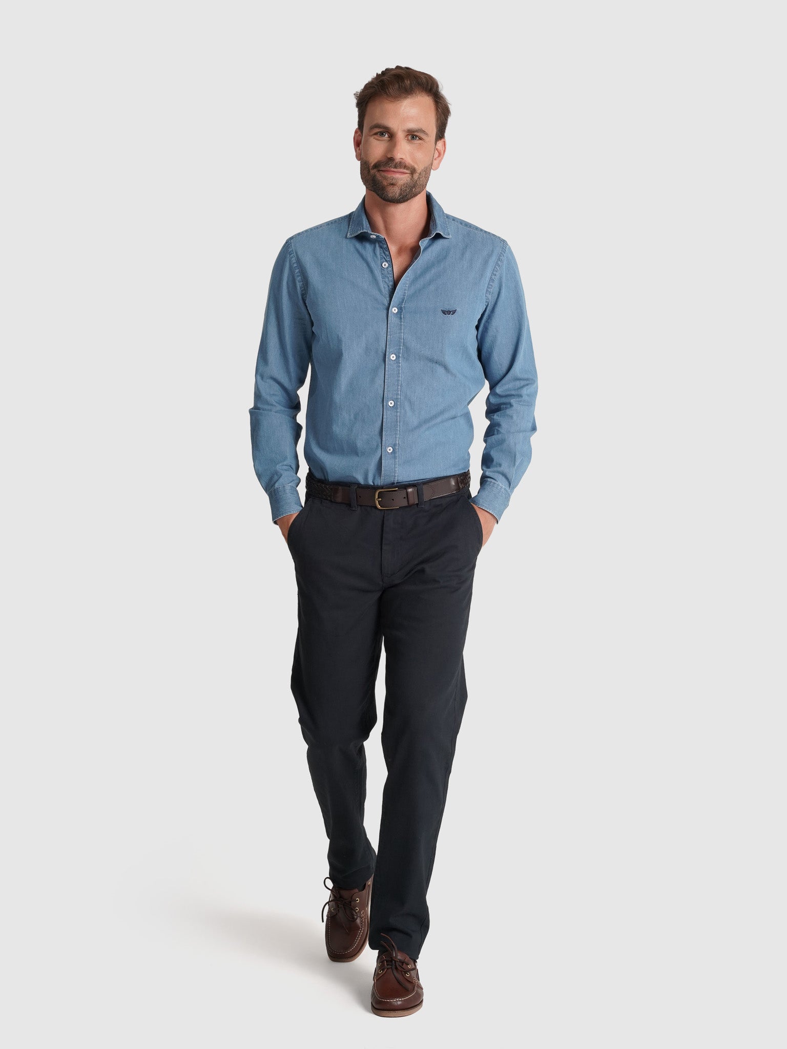 Calça Algodão Azuis Regular Fit Mr. Blue