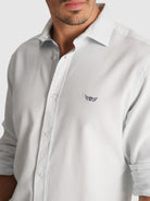 DOBBY BLUE LONG SLEEVE TAILORED FIT MR SHIRT. BLUE