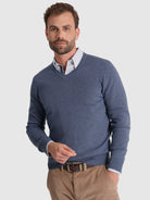 Pullover Lã Azul Manga Comprida Regular Fit Mr. Blue