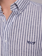 CAMISA LINHO AZUL MANGA COMPRIDA REGULAR FIT MR. BLUE