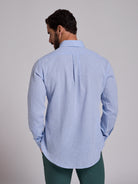 CAMISA LINHO AZUL MANGA COMPRIDA REGULAR FIT MR. BLUE