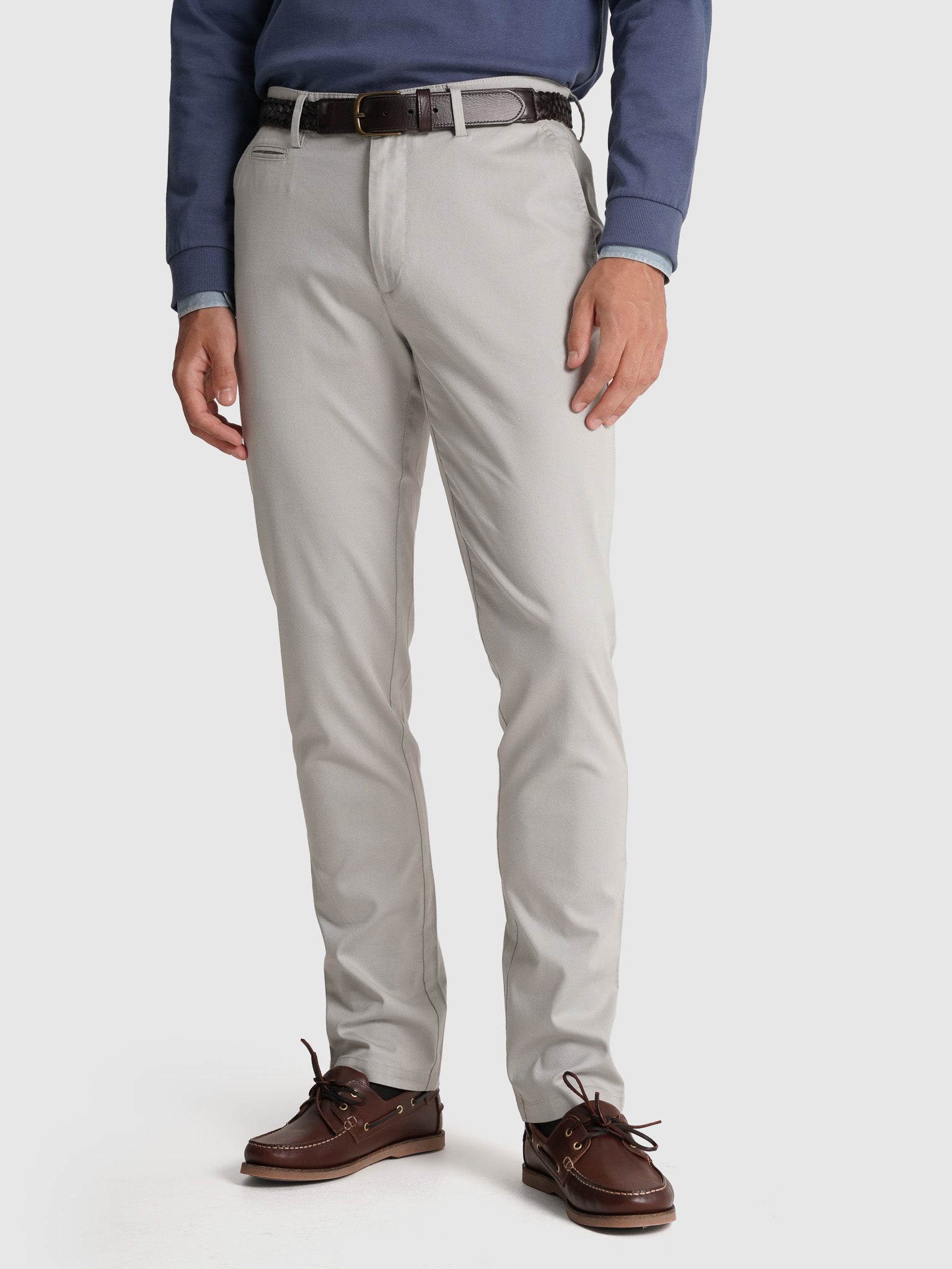 Calça Algodão Cinzentas Slim Fit Mr. Blue