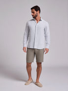 Camisa Linho Azul Manga Comprida Tailored Fit Mr. Blue