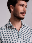 BLUE LINEN SHIRT SHORT SLEEVE REGULAR FIT MR. BLUE