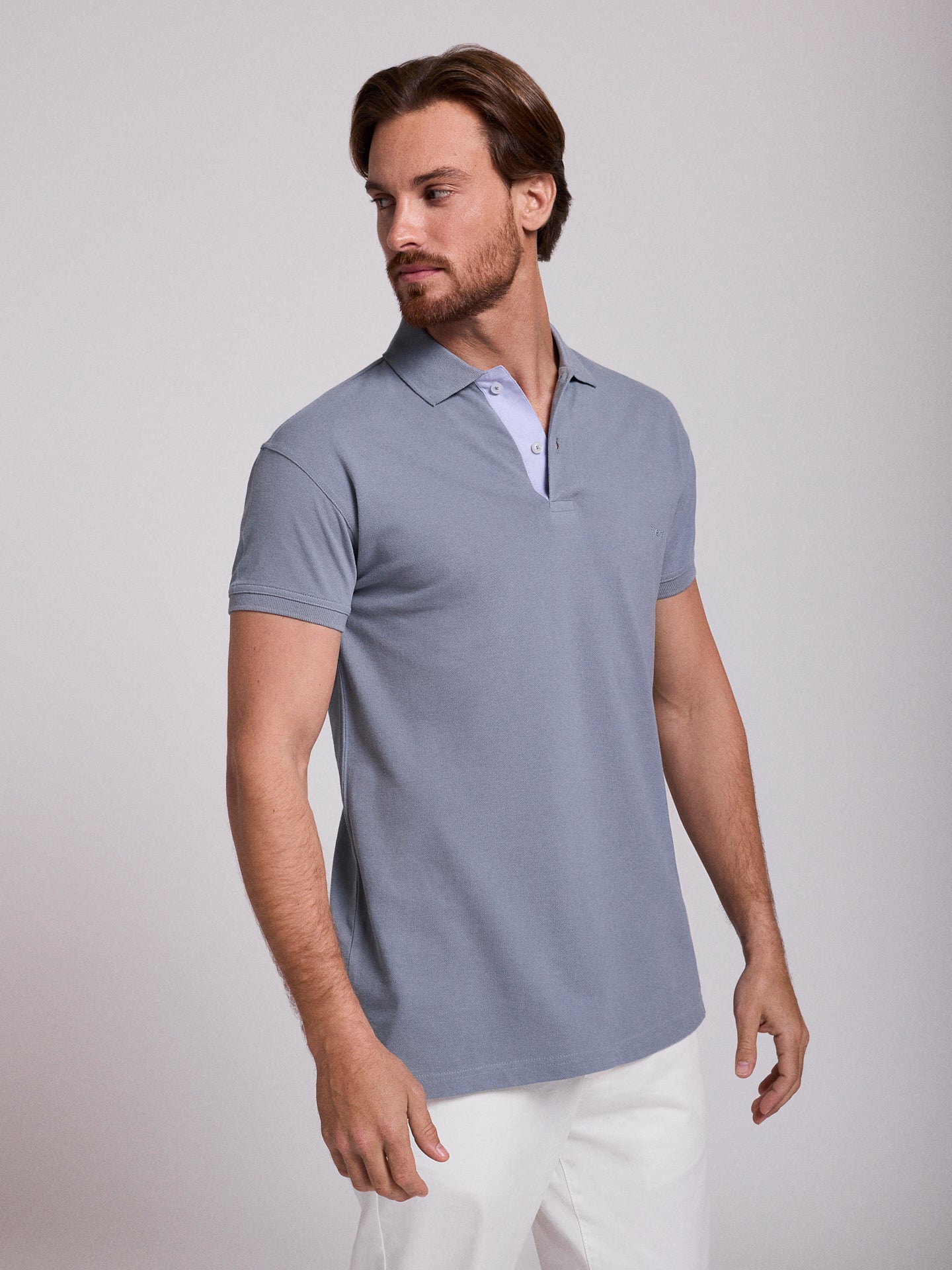 Polo Azul Manga Curta Regular Fit Mr. Blue