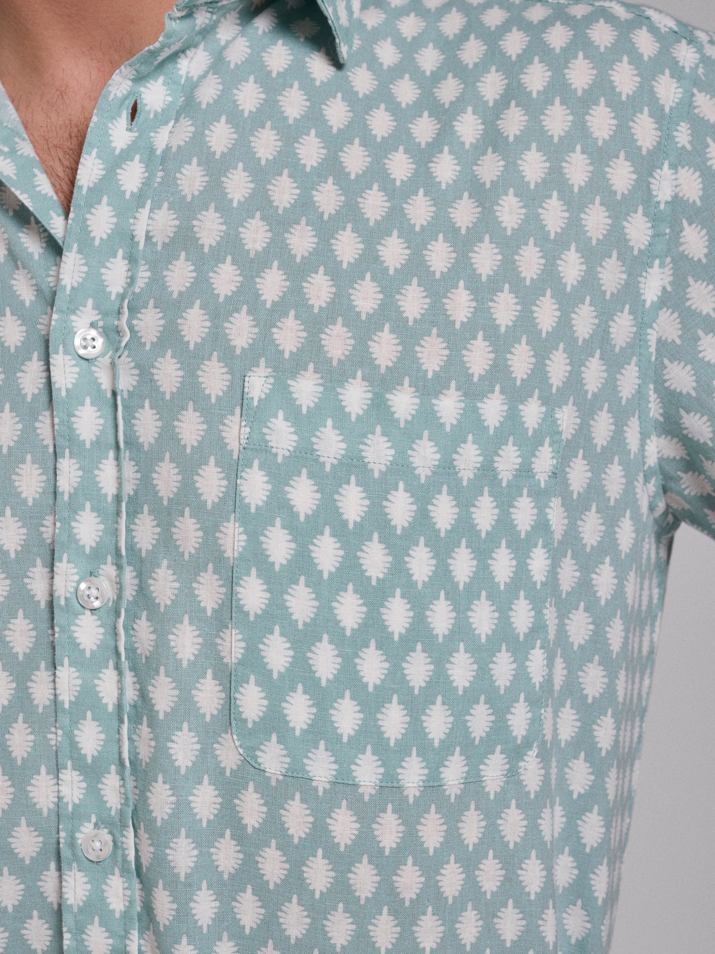 Camisa Linho Verde Manga Curta Regular Fit Mr. Blue