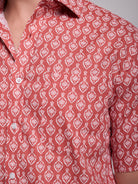 RED LINEN SHIRT SHORT SLEEVE REGULAR FIT MR. BLUE