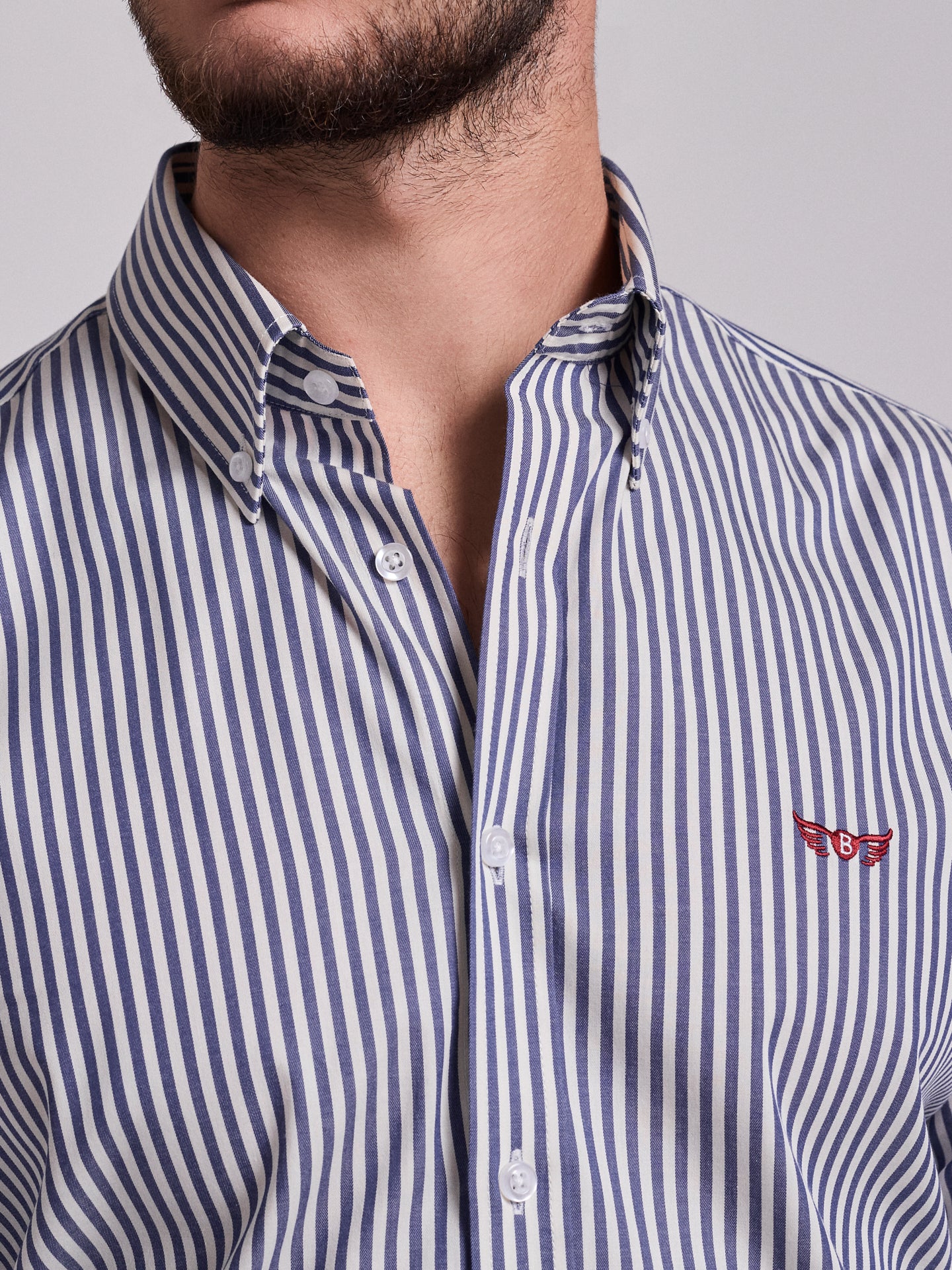 Camisa Algodão Azul Manga Comprida Regular Fit Mr. Blue