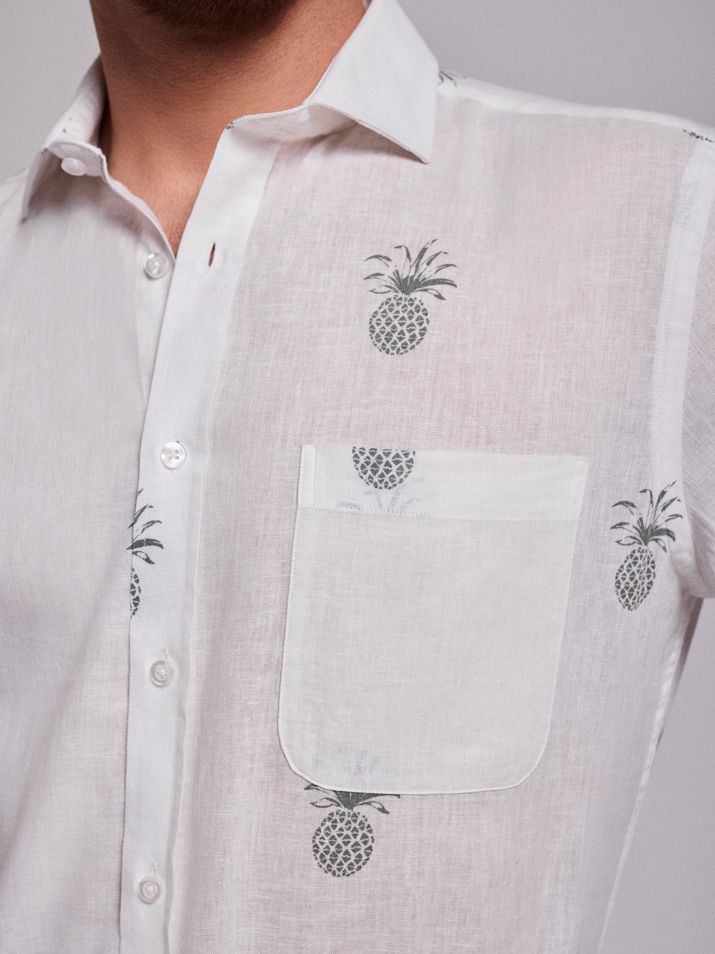 Camisa Linho Verde Manga Curta Regular Fit Mr. Blue