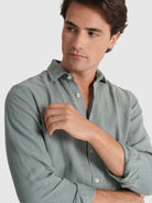 GREEN LINEN SHIRT LONG SLEEVE TAILORED FIT MARK BELLUCCI