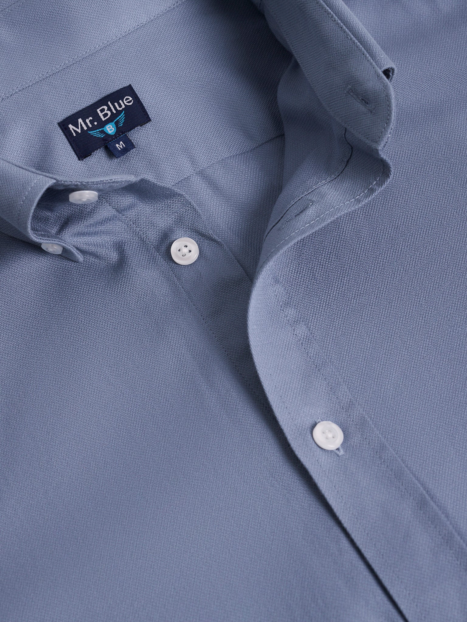 Camisa Algodão Azul Manga Comprida Regular Fit Mr. Blue