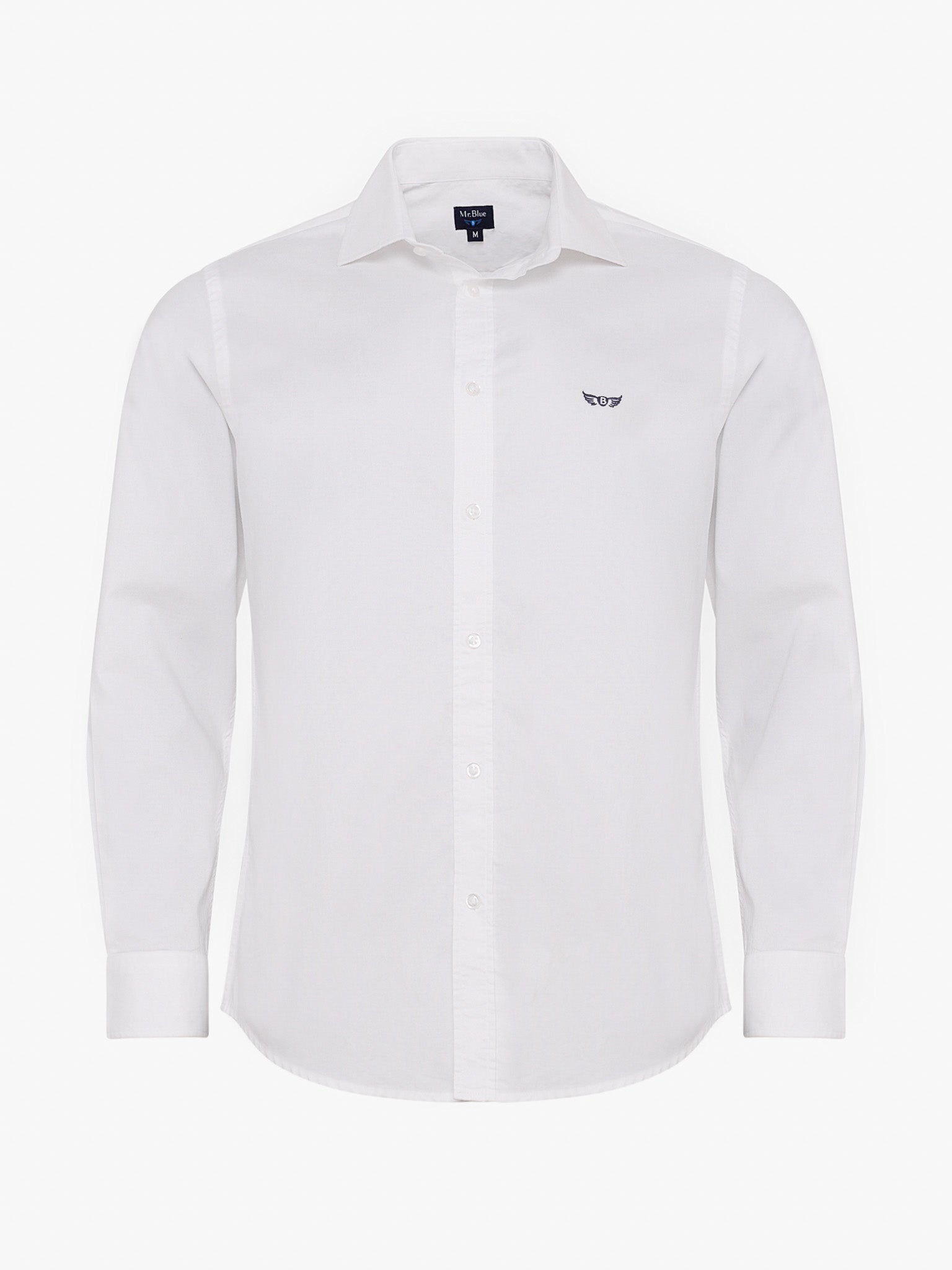 Camisa Algodão Branca Manga Comprida Slim Fit Mr. Blue