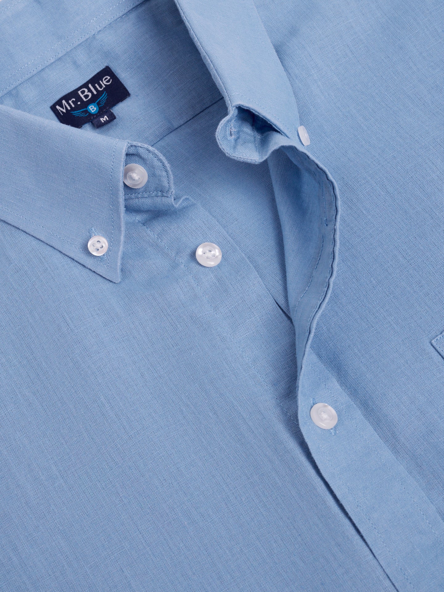 Camisa Linho Azul Manga Comprida Regular Fit Mr. Blue