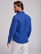 Camisa Algodão Azul Manga Comprida Regular Fit Mr. Blue