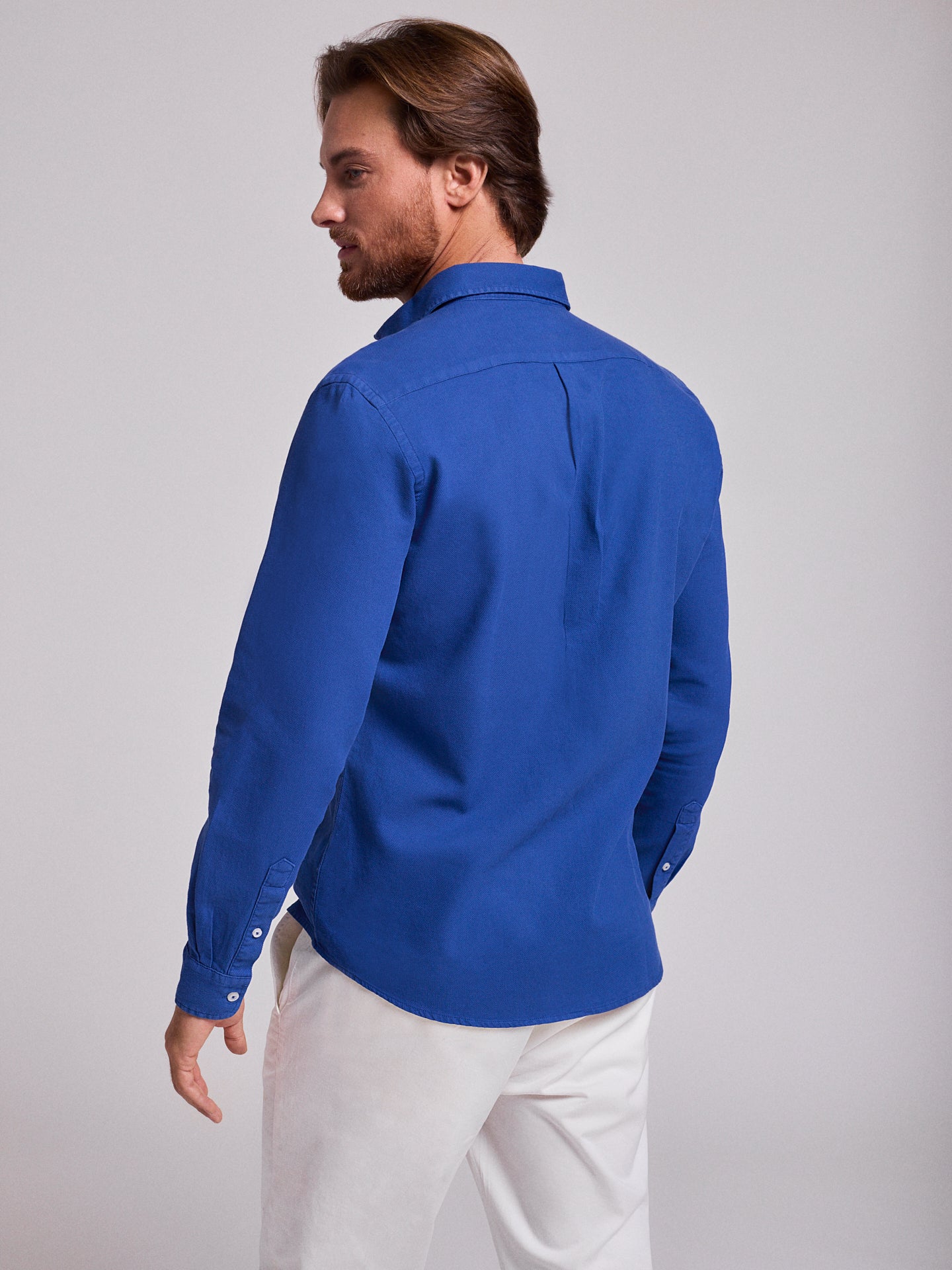 Camisa Algodão Azul Manga Comprida Regular Fit Mr. Blue