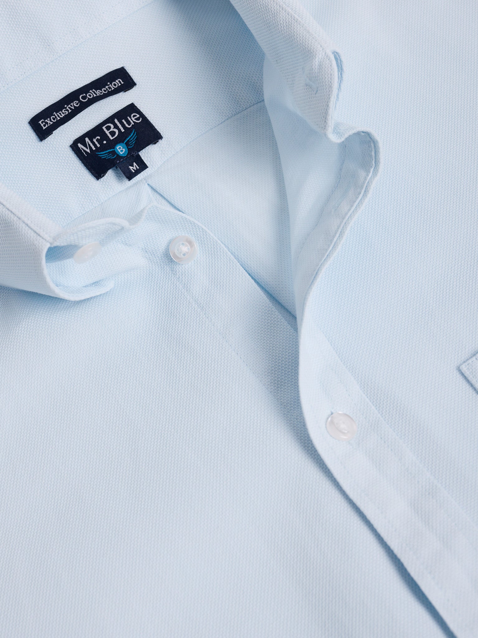 Camisa Algodão Azul Manga Comprida Regular Fit Mr. Blue